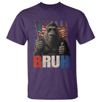 Funny 4th Of July Bigfoot Bruh T Shirt Patriotic Sasquatch American US Flag - Wonder Print Shop