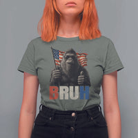 Funny 4th Of July Bigfoot Bruh T Shirt For Women Patriotic Sasquatch American US Flag - Wonder Print Shop