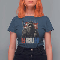 Funny 4th Of July Bigfoot Bruh T Shirt For Women Patriotic Sasquatch American US Flag - Wonder Print Shop