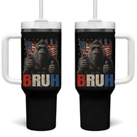 Funny 4th Of July Bigfoot Bruh Tumbler With Handle Patriotic Sasquatch American US Flag - Wonder Print Shop