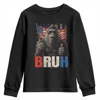 Funny 4th Of July Bigfoot Bruh Youth Sweatshirt Patriotic Sasquatch American US Flag - Wonder Print Shop