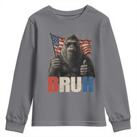 Funny 4th Of July Bigfoot Bruh Youth Sweatshirt Patriotic Sasquatch American US Flag - Wonder Print Shop
