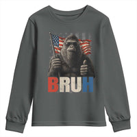 Funny 4th Of July Bigfoot Bruh Youth Sweatshirt Patriotic Sasquatch American US Flag - Wonder Print Shop