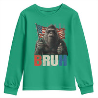 Funny 4th Of July Bigfoot Bruh Youth Sweatshirt Patriotic Sasquatch American US Flag - Wonder Print Shop