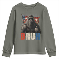 Funny 4th Of July Bigfoot Bruh Youth Sweatshirt Patriotic Sasquatch American US Flag - Wonder Print Shop