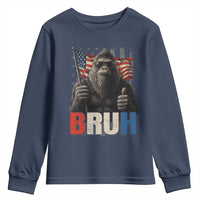Funny 4th Of July Bigfoot Bruh Youth Sweatshirt Patriotic Sasquatch American US Flag - Wonder Print Shop