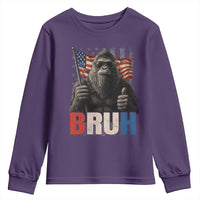 Funny 4th Of July Bigfoot Bruh Youth Sweatshirt Patriotic Sasquatch American US Flag - Wonder Print Shop