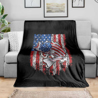 Funny Bass Fish Fishing Vintage American Flag Patriotic Throw Blanket - Wonder Print Shop