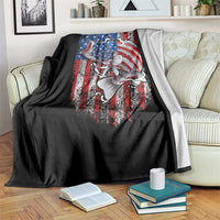 Funny Bass Fish Fishing Vintage American Flag Patriotic Throw Blanket - Wonder Print Shop