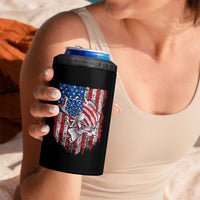 Funny Bass Fish Fishing Vintage American Flag Patriotic 4 in 1 Can Cooler Tumbler - Wonder Print Shop