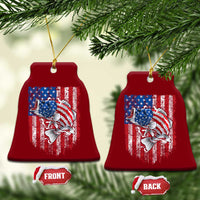 Funny Bass Fish Fishing Vintage American Flag Patriotic Ceramic Ornament - Wonder Print Shop