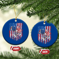Funny Bass Fish Fishing Vintage American Flag Patriotic Ceramic Ornament - Wonder Print Shop