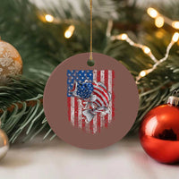 Funny Bass Fish Fishing Vintage American Flag Patriotic Ceramic Ornament - Wonder Print Shop