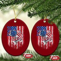 Funny Bass Fish Fishing Vintage American Flag Patriotic Ceramic Ornament - Wonder Print Shop