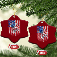 Funny Bass Fish Fishing Vintage American Flag Patriotic Ceramic Ornament - Wonder Print Shop