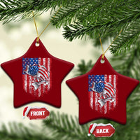 Funny Bass Fish Fishing Vintage American Flag Patriotic Ceramic Ornament - Wonder Print Shop