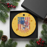 Funny Bass Fish Fishing Vintage American Flag Patriotic Ceramic Ornament - Wonder Print Shop