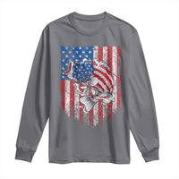 Funny Bass Fish Fishing Vintage American Flag Patriotic Long Sleeve Shirt - Wonder Print Shop