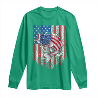 Funny Bass Fish Fishing Vintage American Flag Patriotic Long Sleeve Shirt - Wonder Print Shop