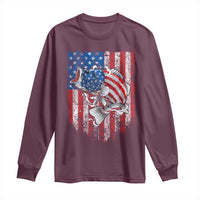 Funny Bass Fish Fishing Vintage American Flag Patriotic Long Sleeve Shirt - Wonder Print Shop