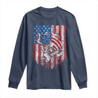 Funny Bass Fish Fishing Vintage American Flag Patriotic Long Sleeve Shirt - Wonder Print Shop