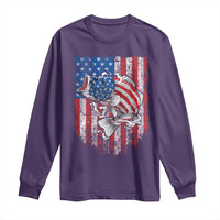 Funny Bass Fish Fishing Vintage American Flag Patriotic Long Sleeve Shirt - Wonder Print Shop