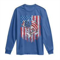 Funny Bass Fish Fishing Vintage American Flag Patriotic Long Sleeve Shirt - Wonder Print Shop