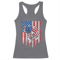 Funny Bass Fish Fishing Vintage American Flag Patriotic Racerback Tank Top - Wonder Print Shop