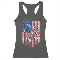 Funny Bass Fish Fishing Vintage American Flag Patriotic Racerback Tank Top - Wonder Print Shop