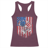 Funny Bass Fish Fishing Vintage American Flag Patriotic Racerback Tank Top - Wonder Print Shop