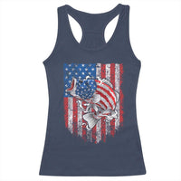 Funny Bass Fish Fishing Vintage American Flag Patriotic Racerback Tank Top - Wonder Print Shop