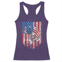 Funny Bass Fish Fishing Vintage American Flag Patriotic Racerback Tank Top - Wonder Print Shop