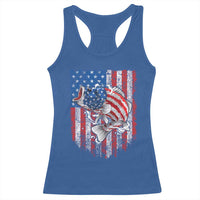 Funny Bass Fish Fishing Vintage American Flag Patriotic Racerback Tank Top - Wonder Print Shop
