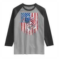 Funny Bass Fish Fishing Vintage American Flag Patriotic Raglan Shirt - Wonder Print Shop