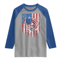 Funny Bass Fish Fishing Vintage American Flag Patriotic Raglan Shirt - Wonder Print Shop