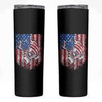 Funny Bass Fish Fishing Vintage American Flag Patriotic Skinny Tumbler - Wonder Print Shop