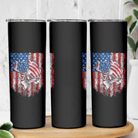 Funny Bass Fish Fishing Vintage American Flag Patriotic Skinny Tumbler - Wonder Print Shop
