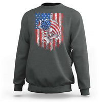 Funny Bass Fish Fishing Vintage American Flag Patriotic Sweatshirt - Wonder Print Shop