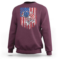 Funny Bass Fish Fishing Vintage American Flag Patriotic Sweatshirt - Wonder Print Shop