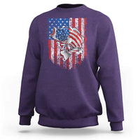 Funny Bass Fish Fishing Vintage American Flag Patriotic Sweatshirt - Wonder Print Shop
