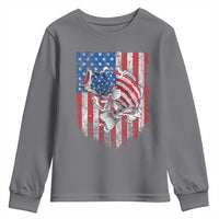 Funny Bass Fish Fishing Vintage American Flag Patriotic Youth Sweatshirt - Wonder Print Shop