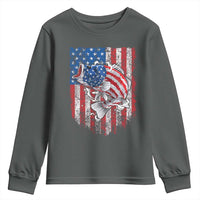 Funny Bass Fish Fishing Vintage American Flag Patriotic Youth Sweatshirt - Wonder Print Shop