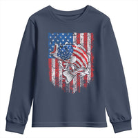 Funny Bass Fish Fishing Vintage American Flag Patriotic Youth Sweatshirt - Wonder Print Shop
