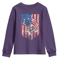 Funny Bass Fish Fishing Vintage American Flag Patriotic Youth Sweatshirt - Wonder Print Shop