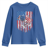 Funny Bass Fish Fishing Vintage American Flag Patriotic Youth Sweatshirt - Wonder Print Shop