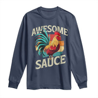 Funny Awesome Sauce Rooster Long Sleeve Shirt Vintage Retro Chicken - Wonder Print Shop