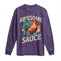 Funny Awesome Sauce Rooster Long Sleeve Shirt Vintage Retro Chicken - Wonder Print Shop