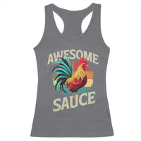 Funny Awesome Sauce Rooster Racerback Tank Top Vintage Retro Chicken - Wonder Print Shop