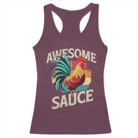 Funny Awesome Sauce Rooster Racerback Tank Top Vintage Retro Chicken - Wonder Print Shop