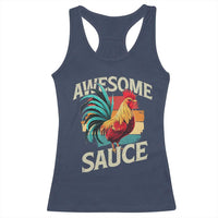 Funny Awesome Sauce Rooster Racerback Tank Top Vintage Retro Chicken - Wonder Print Shop